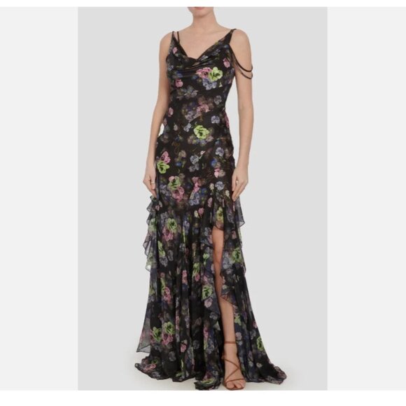 Cinq a Sept Midnight Floral Bloom Isla Gown - Picture 2 of 13